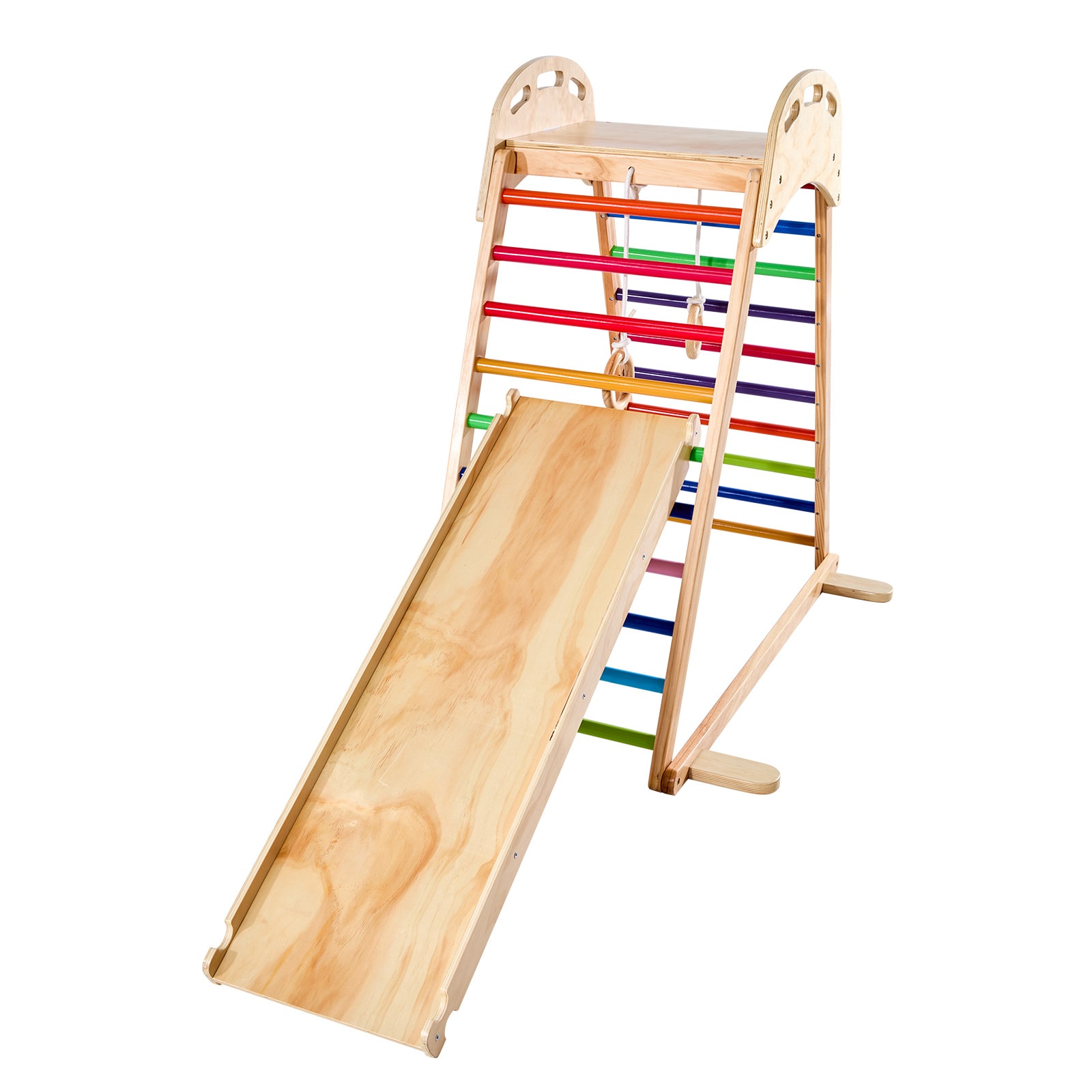 Wooden Indoor Playground Playset 4 In 1 Jungle Gym For Kids_voghion.com